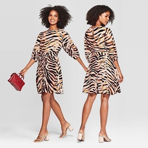 Who What Wear Dresses & Skirts - NWOT WHO WHAT WEAR CHEETAH ANIMAL PRINT CHEETAH PUFF SLEEVE DRESS SIZE LARGE